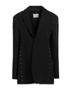 Shop Dion Lee Woman Blazer Black Size 4 Polyester, Wool, Cotton, Elastane