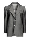 SANDRO SANDRO WOMAN BLAZER GREY SIZE 8 VIRGIN WOOL, VISCOSE