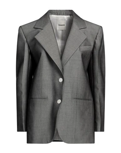 Sandro Woman Blazer Grey Size 6 Virgin Wool, Viscose