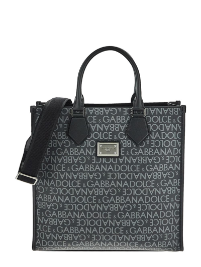 Dolce & Gabbana Shopper Mit Logo-print In Black