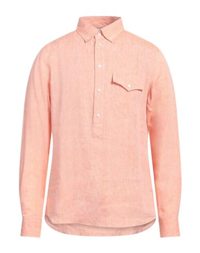Brunello Cucinelli Man Shirt Orange Size Xxl Linen