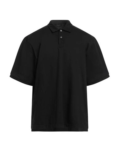 Roberto Collina Man Polo Shirt Black Size 42 Cotton In Black