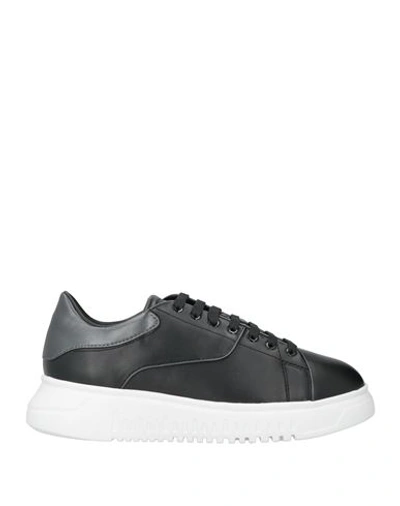 Emporio Armani Woman Sneakers Black Size 9.5 Leather