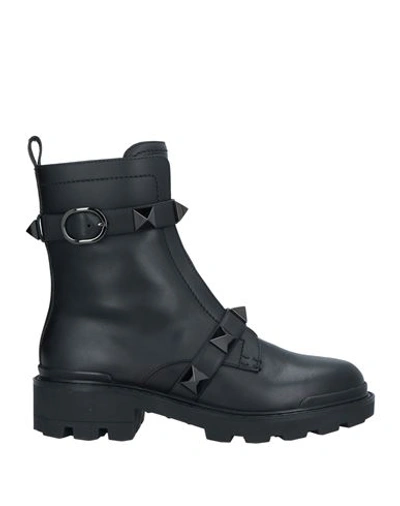 Valentino Garavani Woman Ankle Boots Black Size 11 Leather