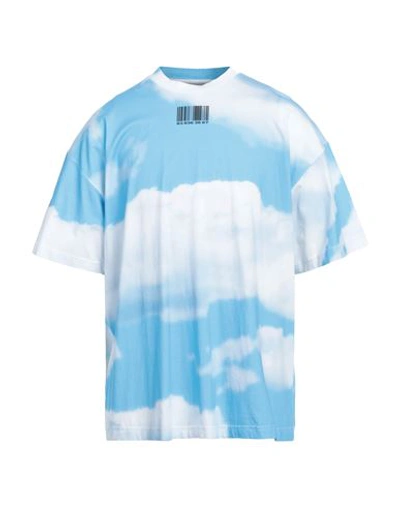 Vtmnts Man T-shirt Azure Size Xl Cotton, Elastane In Blue