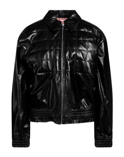 Sandro Woman Jacket Black Size 10 Lambskin