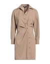 Maje Woman Mini Dress Beige Size 10 Polyester, Virgin Wool, Elastane In Beige
