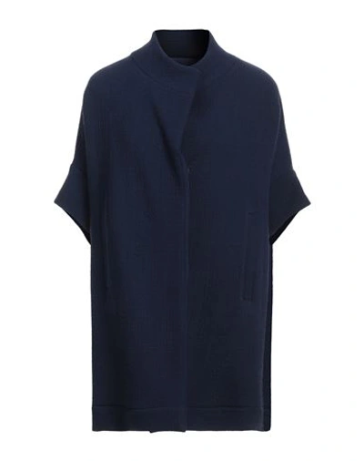 Luisa Belotti Woman Overcoat Navy Blue Size M Cotton