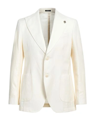 Breras Milano Man Blazer Ivory Size 46 Linen, Virgin Wool In White