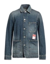 Kenzo Stone Washed Denim Blazer With Patch Pockets In Blue