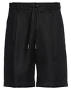 Tagliatore Man Shorts & Bermuda Shorts Black Size 38 Linen