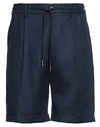 Tagliatore Man Shorts & Bermuda Shorts Navy Blue Size 32 Cotton, Elastane