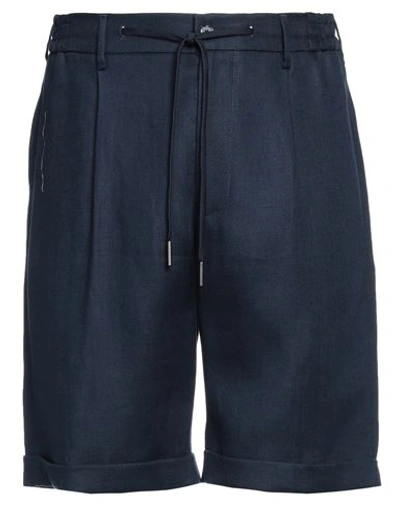 Tagliatore Man Shorts & Bermuda Shorts Navy Blue Size 32 Cotton, Elastane