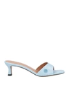 Maje Woman Sandals Sky Blue Size 10 Leather In Blue