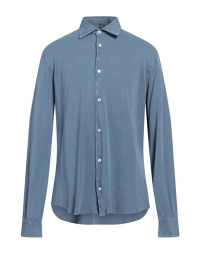Fedeli Man Shirt Pastel Blue Size 50 Cotton In Blue