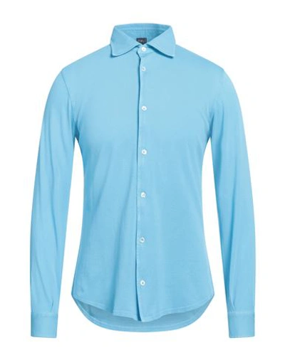 Fedeli Man Shirt Sky Blue Size 52 Cotton