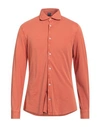 Fedeli Man Shirt Rust Size 52 Cotton In Red