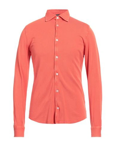 Fedeli Man Shirt Orange Size 52 Cotton