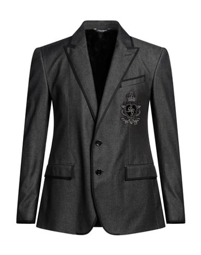 Dolce & Gabbana Man Blazer Black Size 38 Cotton, Silk, Elastane, Brass, Viscose