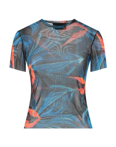 Louisa Ballou Woman T-shirt Azure Size S Polyester, Elastane In Blue