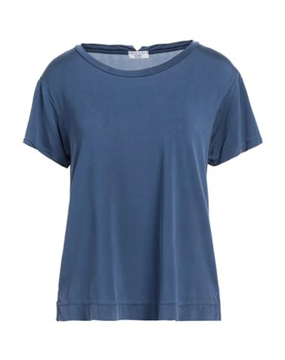 Wool & Co Woman T-shirt Navy Blue Size 3 Cupro, Elastane In Navy Blue