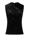 Versace Woman Top Black Size 6 Polyester, Elastane In Black