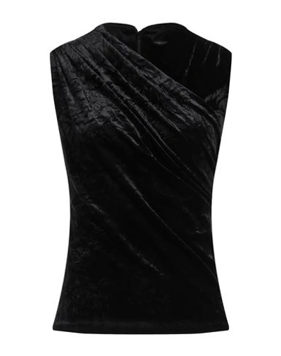 Versace Woman Top Black Size 4 Polyester, Elastane