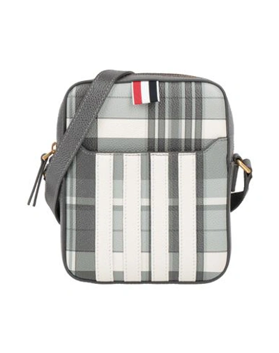 Thom Browne Man Cross-body Bag Grey Size - Leather, Polyurethane Coated