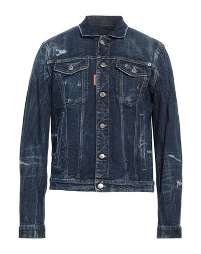 Dsquared2 Man Denim Outerwear Blue Size 40 Cotton, Elastane