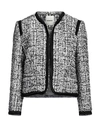 SANDRO SANDRO WOMAN BLAZER WHITE SIZE 8 POLYESTER, COTTON, METALLIC POLYESTER, VISCOSE