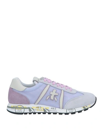 Premiata Woman Sneakers Lilac Size 6 Textile Fibers, Leather In Purple