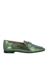 Emporio Armani Woman Loafers Green Size 11.5 Leather