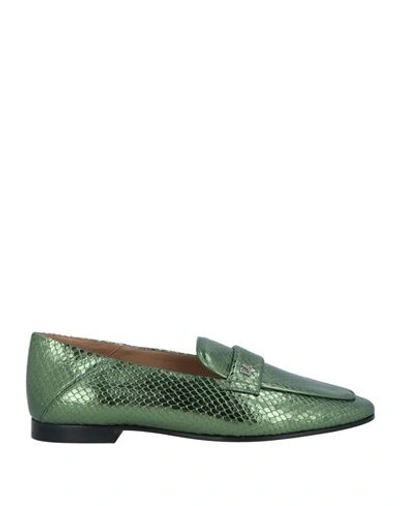 Emporio Armani Woman Loafers Green Size 11.5 Leather