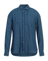 120% Lino Man Shirt Blue Size S Linen In Blue