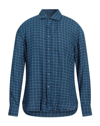 120% Lino Man Shirt Blue Size L Linen