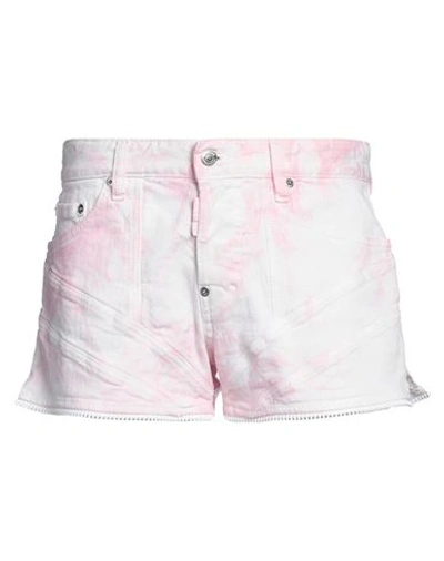 Dsquared2 Man Denim Shorts Pink Size 32 Cotton, Elastane