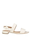 Emporio Armani Woman Sandals Off White Size 10.5 Leather In Off White