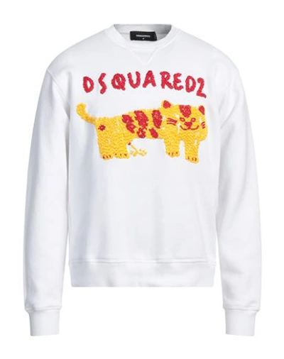 Dsquared2 Man Sweatshirt White Size L Cotton, Elastane