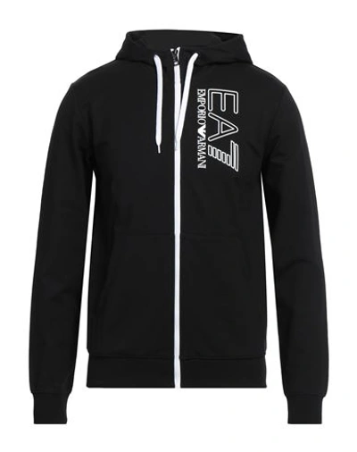 Ea7 Man Sweatshirt Black Size Xl Cotton, Elastane