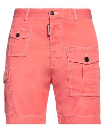 Dsquared2 Man Shorts & Bermuda Shorts Coral Size 32 Cotton, Elastane In Red
