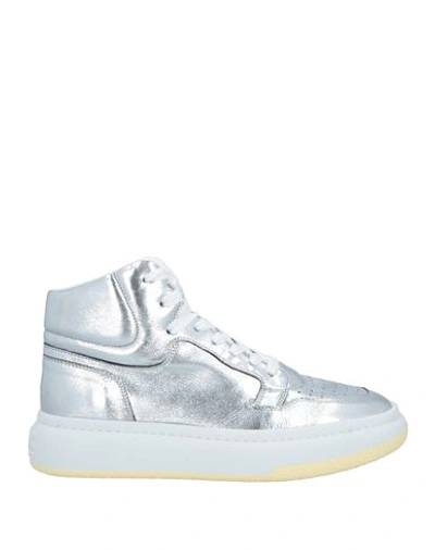 Mm6 Maison Margiela Woman Sneakers Silver Size 10.5 Leather