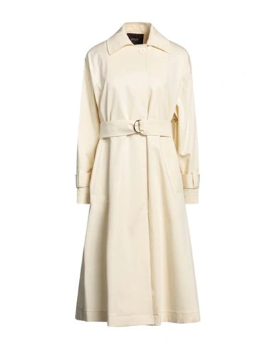 Maje Belted Brushed Wool-blend Coat In Ecru