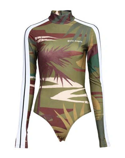 Palm Angels X Missoni Woman Bodysuit Military Green Size S Polyester, Elastane
