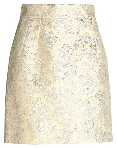 Dolce & Gabbana Woman Mini Skirt Light Yellow Size 12 Polyester, Polyamide, Metallic Polyester