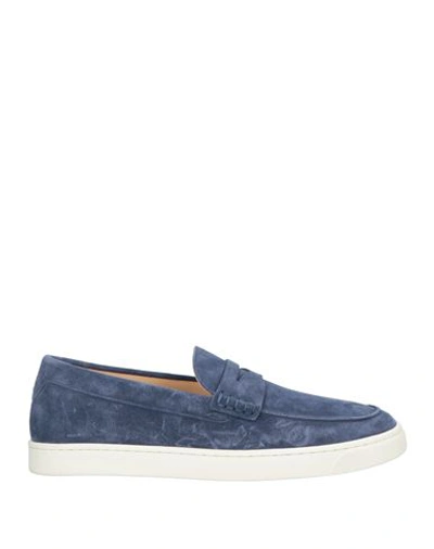 Brunello Cucinelli Man Loafers Navy Blue Size 10.5 Leather In Navy Blue