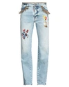 Dsquared2 Roadie Fit Denims With Suede Fringes And Patches 22cm In Blue