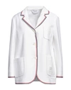 Thom Browne Woman Blazer White Size 10 Cotton In White