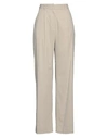 KARL LAGERFELD KARL LAGERFELD WOMAN PANTS BEIGE SIZE 6 LINEN, POLYAMIDE, ORGANIC COTTON