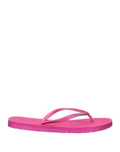 Sundek Woman Thong Sandal Fuchsia Size 11 Rubber In Pink