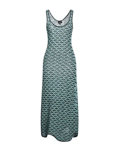 Giorgio Armani Woman Maxi Dress Turquoise Size 10 Cotton, Silk In Blue